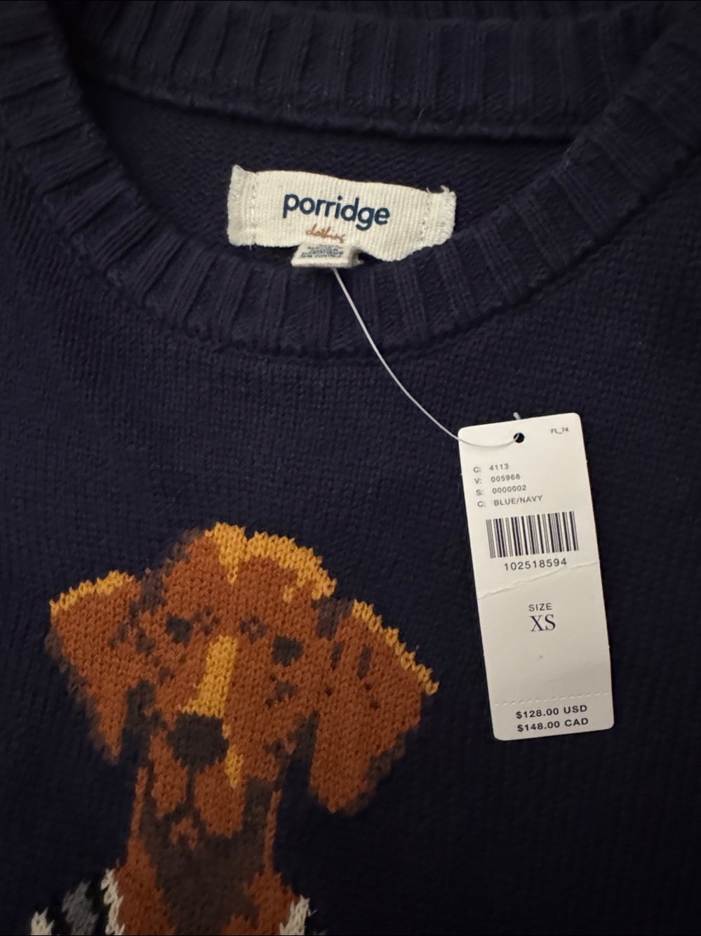 NWT Size XS -Porridge Pullover Sweater Dog Americana Jolene Preppy (NWT US$ 128) - Picture 2 of 16